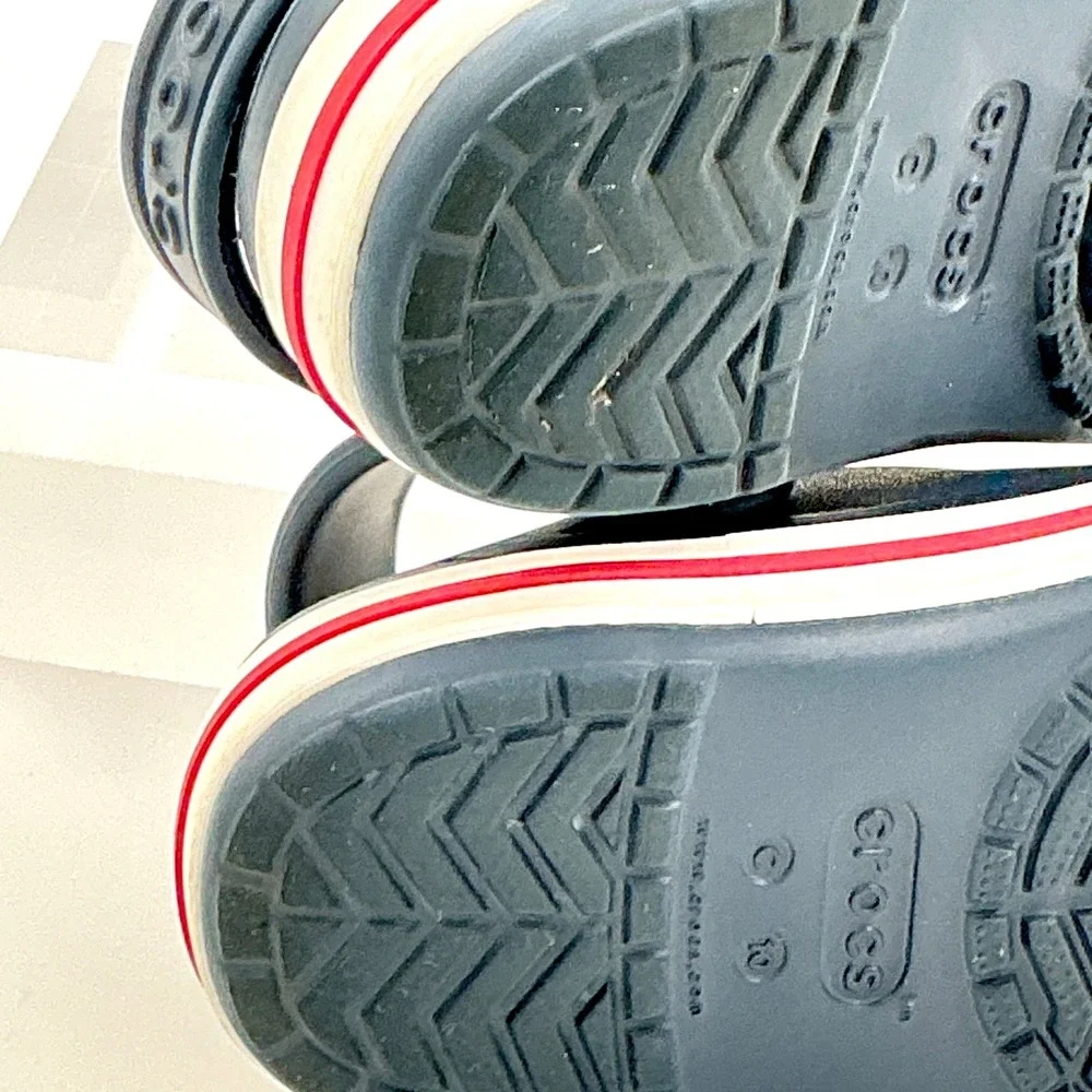 Crocs Size 10 Clog Navy Blue Red White Bayaband Kids